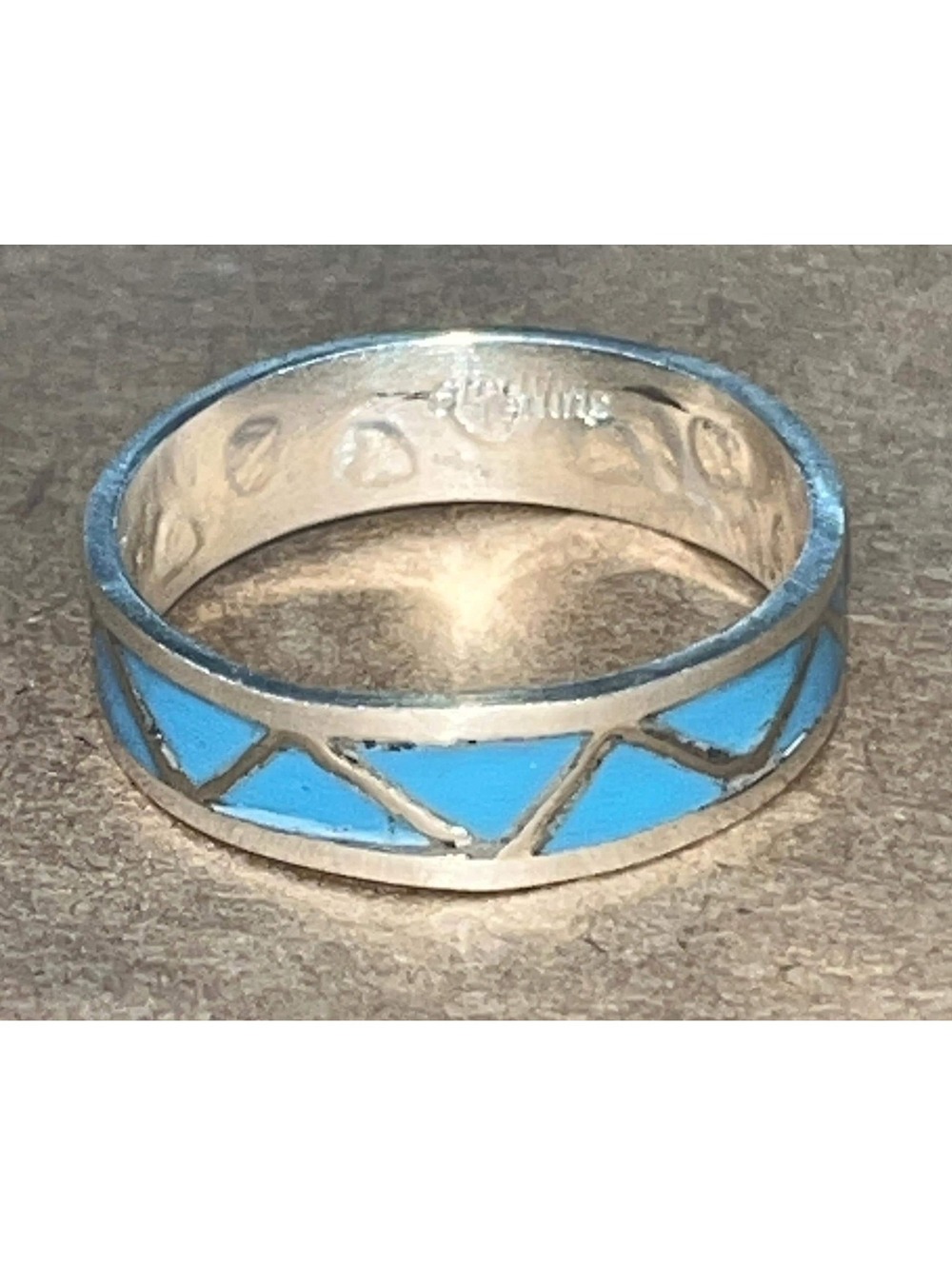 Navajo turquoise sterling silver inlay cluster ring size 9.5 -Morgan